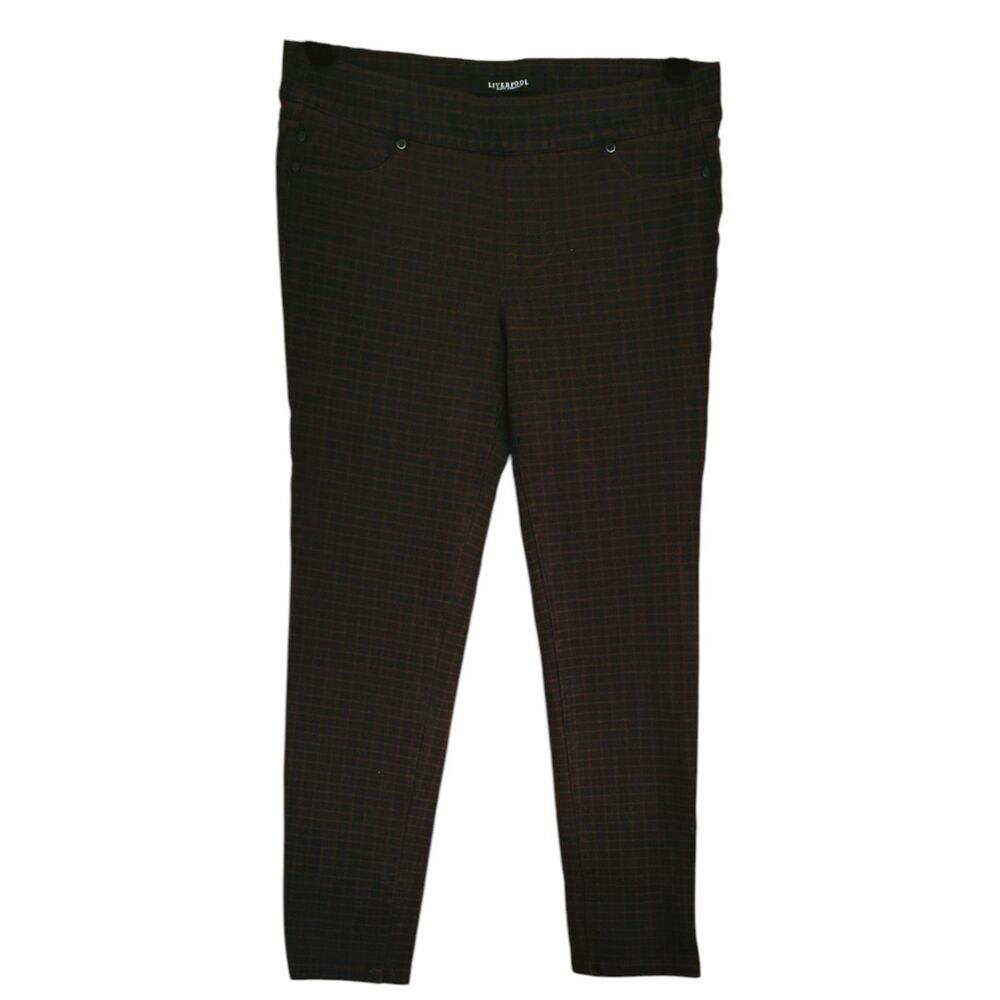 Liverpool Jeans Company Brown Plaid Pull-On Skinny Pants Size 10